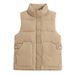 Women's Quilted Sleeveless Vest - Lightweight Padded Jacket For Autumn Winter, Casual Loose Fit, High Neck Design With Pockets_ecoleips.com