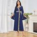 Modest Abaya Dress Elegant Beaded Abaya Dress For Women - Dubai Style Long Sleeve Maxi Dress With Waist Tie_ecoleips.com