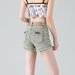 American-style Girl Denim Shorts For Women, Summer 2026 New Model, High-waisted, Stretchy, Slimming, Straight A-line_ecoleips.com