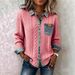 Women's Knitted Patchwork Denim Shirt Long Sleeved Cardigan Coat Autumn Winter Fashionable Versatile American Style_ecoleips.com