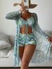 Women's High Waist Bikini Set With Long Sleeve Cover-Up & Drawstring – Sexy Swimwear For Beach & Pool_ecoleips.com