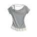 2025 Summer New Pure Sweet And Spicy Short Lace Lotus Leaf Edge Letter Bead Oblique Neck Top_ecoleips.com