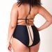 New Women's Split Body Swimsuit, Oversized Fat Po Color Block High Waisted Half Sleeved Swimsuit Bikini_ecoleips.com