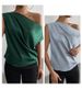 2026 Spring Solid Color Satin Silk Asymmetrical Off-Shoulder Pullover Sleeveless Shirt For Women, European And_ecoleips.com