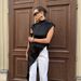 Women's Satin High-Neck Asymmetrical Dress – Sleeveless Elegant Slip Dress (Breathable Polyester, Loose Fit, Minimalist Chic, Black & White)_ecoleips.com