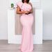 C8427 Cross-Border Women's High-Waisted Asymmetrical Shoulder Slimming Elegant Commuter Solid Color Long European And_ecoleips.com