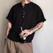 New Relaxed Style Henley Collar Short-sleeve For Men, Slim Fit, Solid Color, Versatile Casual Top, Trendy T-shirt_ecoleips.com