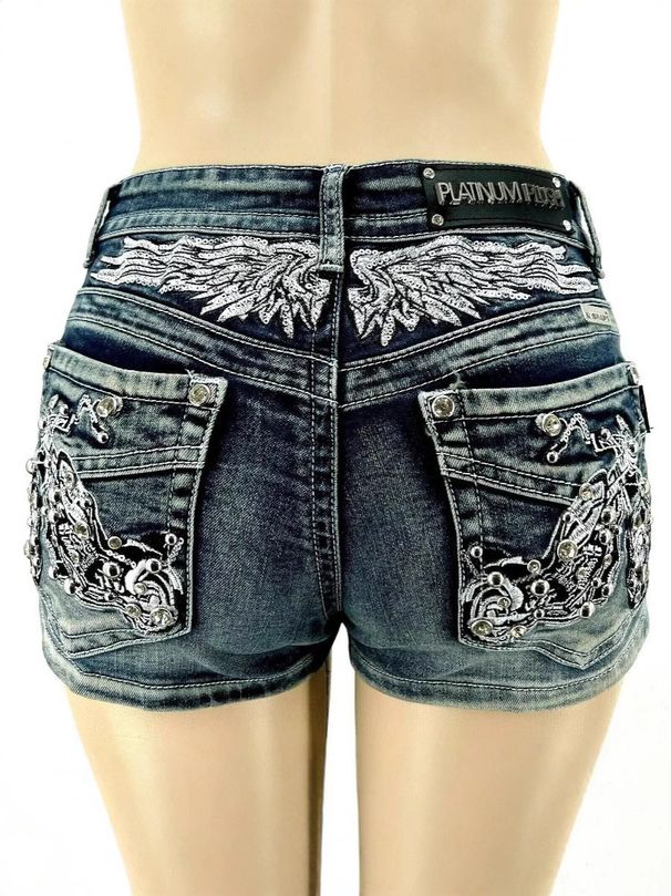 Women's Clothing Summer High Street Sexy Hot Girl Style Fashion Hot Pants Embroidered Denim Shorts_ecoleips.com