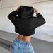 Voya Women's Clothing, European And American Personality Trend Style Hooded Sweatshirt,spring And Summer Fashion,western-style Short Top With Exposed Navel_ecoleips.com