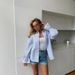 Summer Women's Long Sleeve Women's Shirt Temperament Commuter Premium Sense Lace Splicing Trumpet Sleeve Shirt_ecoleips.com