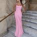 Women Sexy Off Shoulder Satin Slip Dress Open Back Tie Bow Strap Party Evening Summer Wedding Guest Dress_ecoleips.com