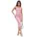 Women's Clothing Slim Pleated Elegant Mesh Printed Sling Sexy Flower Hot Girl Sling Long Skirt Women's Clothing_ecoleips.com