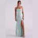 Women's Clothing Sexy One Shoulder Sequined Floor Length Evening Dress Elegant Slit Banquet Dress_ecoleips.com