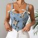 Floral Print Camisole Shapewear For Women French Style Bow Tie Slim Fit Sexy Top Cross Border Hot Selling Bra Tank Top_ecoleips.com