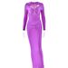 Women's Clothing Summer Round Neck Long Sleeved Dress Sexy Fashion Slim Hollow Solid Color Long Skirt_ecoleips.com