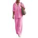 European American Cross-Border Women's Two-Piece Set 2026 Turn-Down Collar Long Sleeve Shirt Spring And Autumn Casual_ecoleips.com