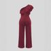 Cross-border European American Fashion Women's Jumpsuit With One-shoulder Ruffle Design And High Waist_ecoleips.com