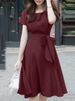 ZANZEA Women Solid Slim Mini Dress O-Neck Short Sleeve Knee Length Sundress Elegant Casual Loose Vintage Party Work A-Line Robe_ecoleips.com