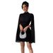 Women's Clothing Women's Shiny Print High Collar Lantern Sleeve Tight Dress Sexy Hot Girl Party Hip Skirt_ecoleips.com