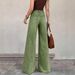 Women's Retro Stretch Wide Leg Jeans mid Waist Loose Fit Floor-Length Drapey Y2K Style European American Fashion_ecoleips.com
