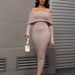 2026 New French Beach Skirt, European And American Long Sleeve Knitted One Shoulder Dress, Long Skirt For Women_ecoleips.com