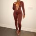 Women's Deep V Long Sleeve Jumpsuit Backless Tight Fit Fashionable Sexy Clothing_ecoleips.com