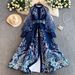 Women's European Court Style Retro Dress Slimming Flattering Mesh Patchwork Printed Lantern Sleeve Full Skirt Dress_ecoleips.com