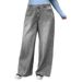 Cross-border American Retro Gray Wide-leg Casual Jeans For Women, 2025 Spring/summer High-waisted Drapey Floor-length_ecoleips.com