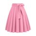 Women's A-Line Skirt With Waistband, Sweet Babypink Plaid Design, Flowy Swing Skirt For Casual & Party Wear_ecoleips.com