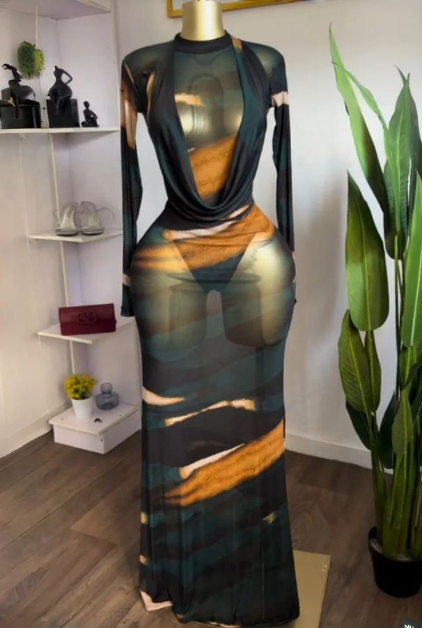 Women's Clothing Slimming Printed Jumpsuit Camisole Skirt Set Party Style American Summer Fashion_ecoleips.com