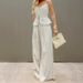 Women's Clothing Summer New Fashion Camisole High Waist Wide Leg Trousers Two Piece Set Design Temperament Commuting French Style_ecoleips.com