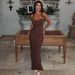 Women's Clothing Spring And Summer New Fashion Sexy Backless Pleated Slim Fitting Strappy Dress_ecoleips.com