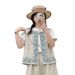 Embroidered 2025 Summer New Style Simple Retro Round Neck Women's Fashionable Cardigan Vest Top_ecoleips.com