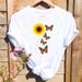 Cross-border Plus-size Summer Round-neck Butterfly T-shirt For Women_ecoleips.com