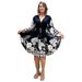Women's Clothing Casual Fashion Printed Tie Strap Slit V Neck Long Sleeve Dress_ecoleips.com