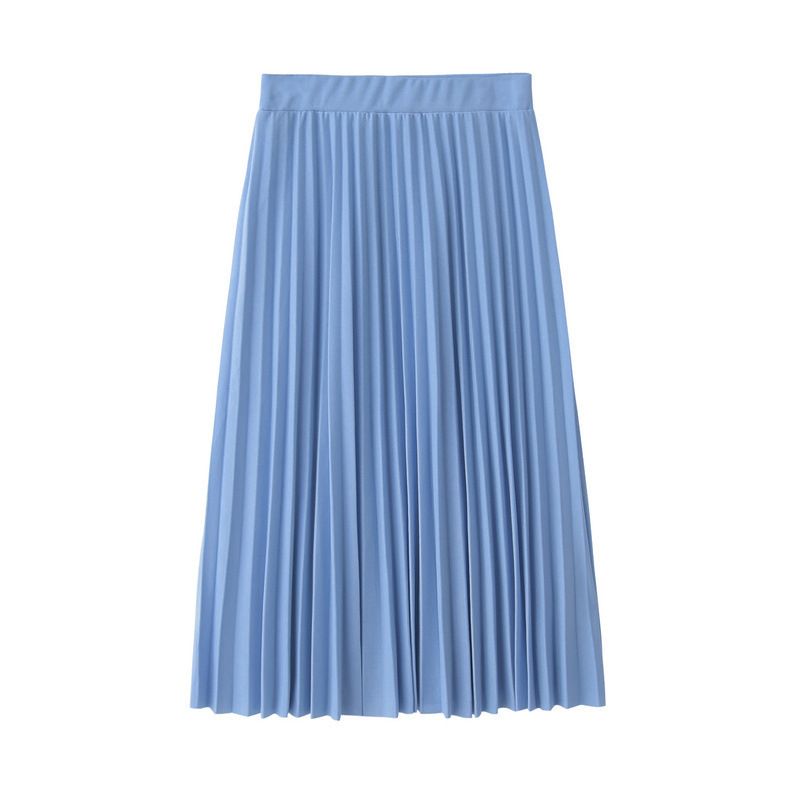 Verve Spring Summer New Chiffon Midi Pleated Skirt Elastic High Waist Slim Fit Loose Half_ecoleips.com