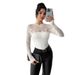 European And American Cross-border 2026 Spring New Lace Splicing Long-sleeve Slim-fit Elegant Commuter Top With Back_ecoleips.com
