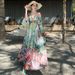 Bohemian Baroque Print Long Sleeve Flared Heavy Craft Dress For Women Summer Ethnic Style Beach Vacation_ecoleips.com