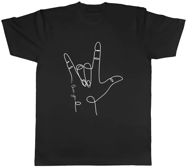 Women's T-Shirts Language Mens T-Shirt Hand Sign I Love You Unisex Tee Gift_ecoleips.com