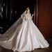 Satin Long Sleeve Wedding Dress – Vintage French V-Neck A-Line Gown With Lace & Corset Back, Flattering For Petite Brides (Spring/Summer, XS-XXL)_ecoleips.com