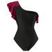 Women's Clothing sexy bikini one piece swimsuit chiffon skirt wrap skirt one shoulder suit swimsuit beach gathered conservative belly cover_ecoleips.com