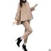 Women's Autumn Winter Tweed Two-Piece Set Loose Fit Coat With Wide-Leg Pants Casual Elegant Outfit_ecoleips.com