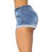 Women's Distressed Roll-Up Denim Shorts – High Waist Stretch Ripped Jeans Shorts For Casual & Streetwear_ecoleips.com