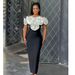 Women's Elegant Bandage Dress Off-Shoulder Large Floral Pattern Slim Fit Sexy Long Gown_ecoleips.com