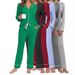 Women's Autumn Lounge Set – Button-Up Long Sleeve Top & High-Waist Tied Waist Pants (S-XXXL, 8 Colors, Soft Polyester, Euro/Afro Fit)_ecoleips.com