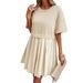 DiYun European And American Women's Clothing 2024 Spring/Summer Elegant Short-Sleeve Patchwork Dress_ecoleips.com