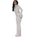 Stretch Zip Detail Ribbed Crop Top & Lounge Pant Set - Comfort Streetwear For Women (White/Black, S/M/L)_ecoleips.com