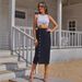 Large Size Women's Straight Breasted Half Length A-Line Skirt with Slit Denim Long Skirt European And American Style Summer Fashion Spot 30291 & Archer0603_ecoleips.com