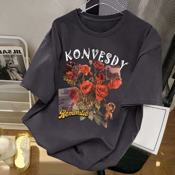 Women's Pure Cotton Short Sleeve T-Shirt Unique American Loose Fit Summer Style Top Factory Direct Sales_ecoleips.com