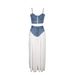 AL357 Women's Camisole V Neck Zipper Vest Patchwork Wide Leg Trousers Set European American Style Denim Pleated Cross Border_ecoleips.com
